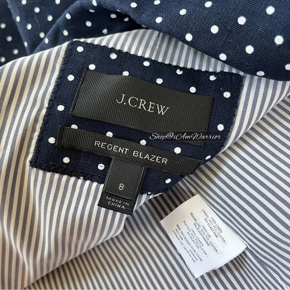 J.Crew navy Regent one button micro polka dot blazer *shop@iamwarrior